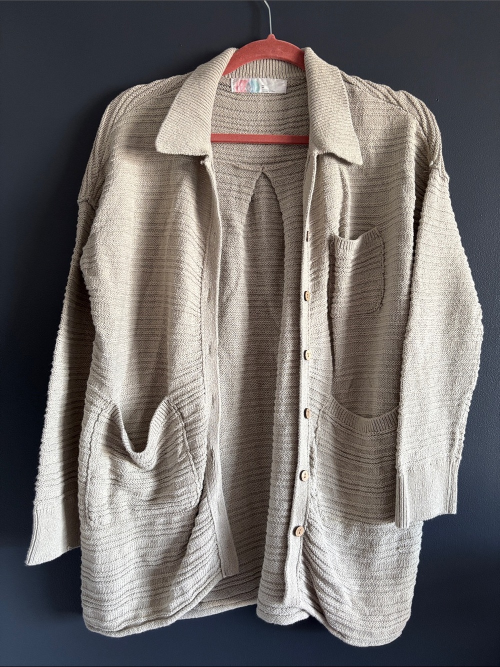 Free People Light Sage Green Knit Button-Up Cardigan